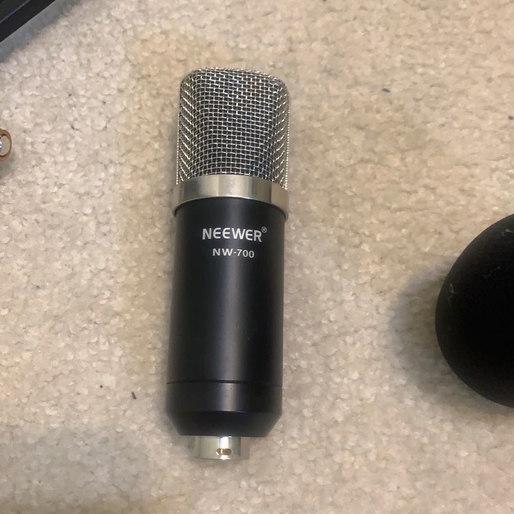 Microphone with shock mount, pop filter, and xlr